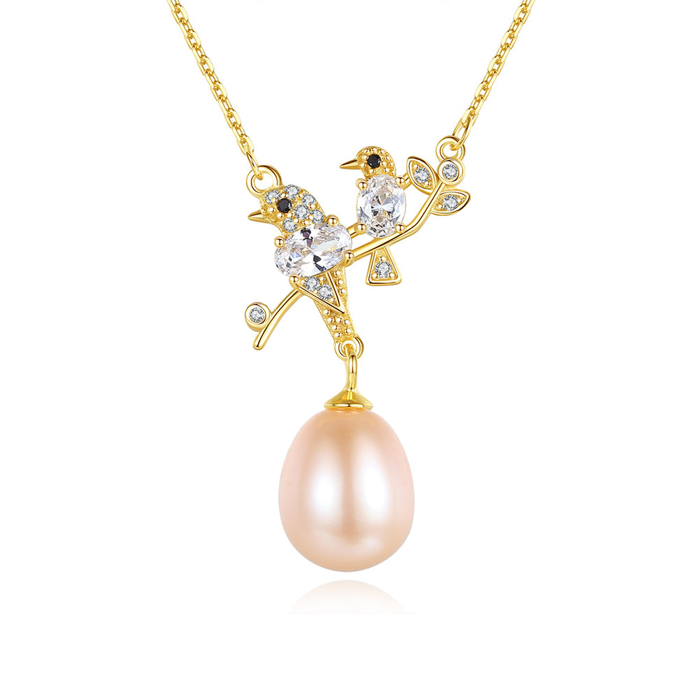 925 Sterling Silver Natural Pearl Drop Necklace Fashion Jewelry Gift for Women Girls