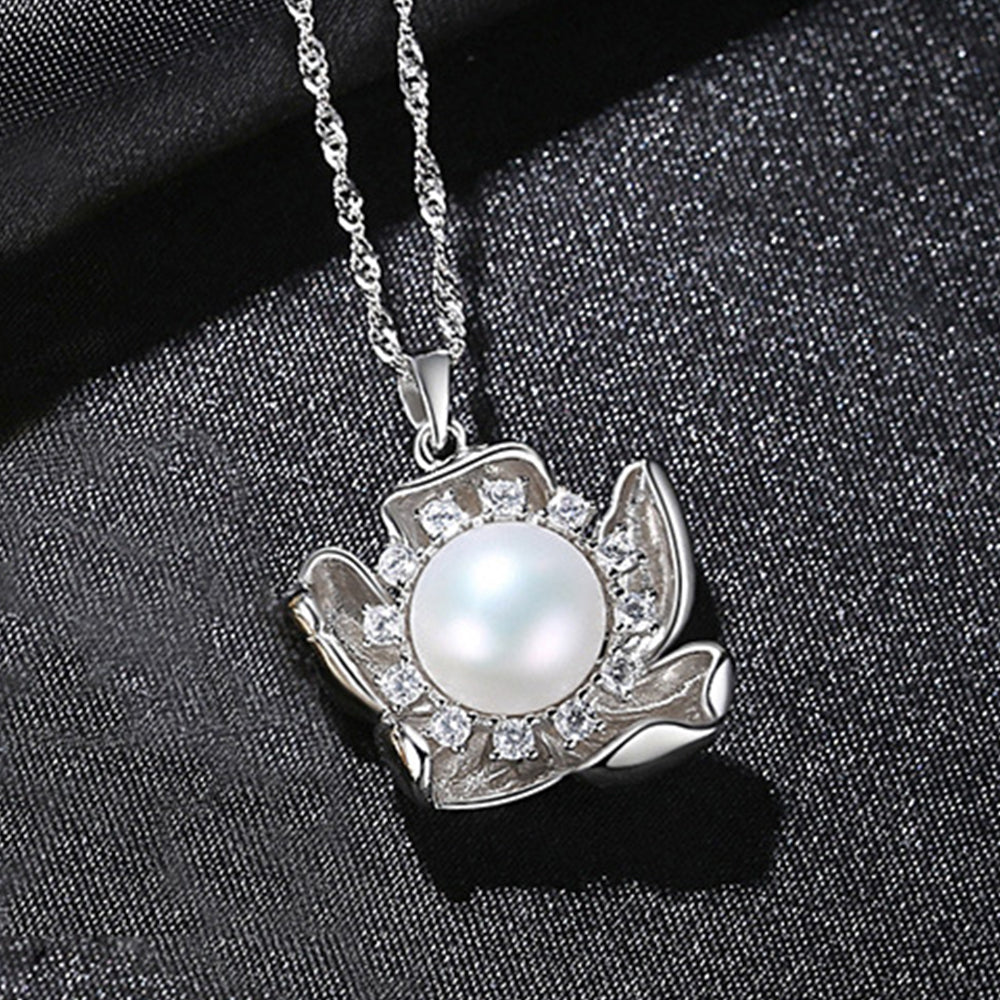 925 Sterling Silver Natural Pearl Drop Necklace Fashion Jewelry Gift for Women Girls