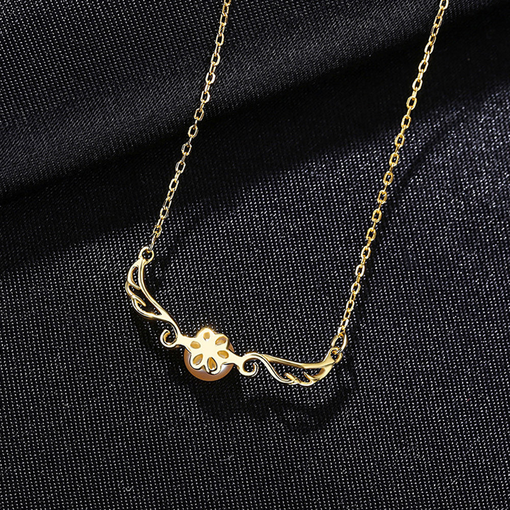925 Sterling Silver Natural Pearl Drop Necklace Fashion Jewelry Gift for Women Girls