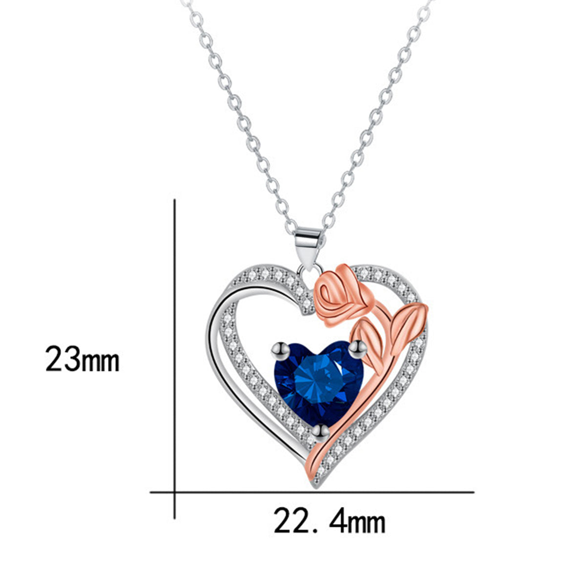 Copper With Silver/Rosegold Plated Heart Pendant Necklace