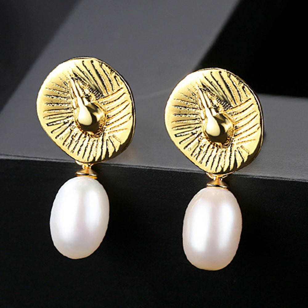 925 Sterling Silver Natural Pearl Long Drop Earrings Fashion Jewelry Gift for Women Girls