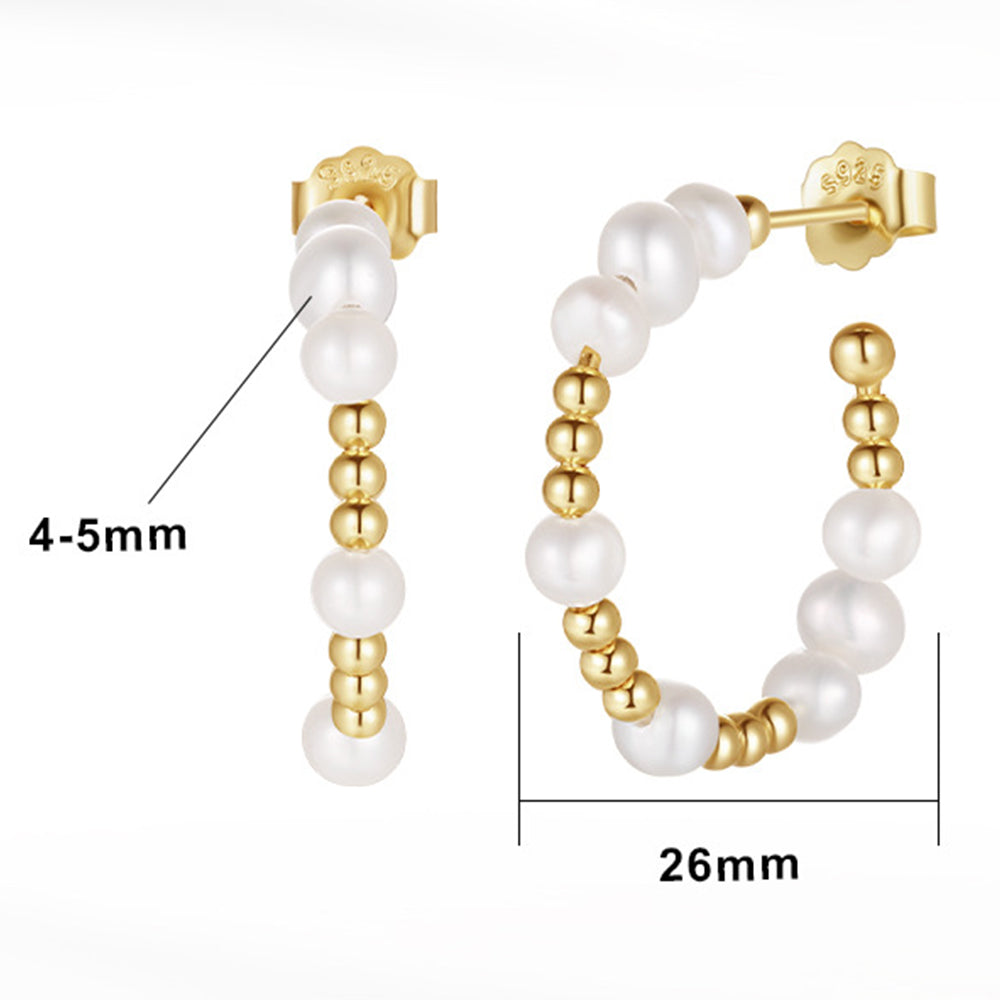 925 Sterling Silver Natural Pearl Earrings Fashion Jewelry Gift for Women Girl