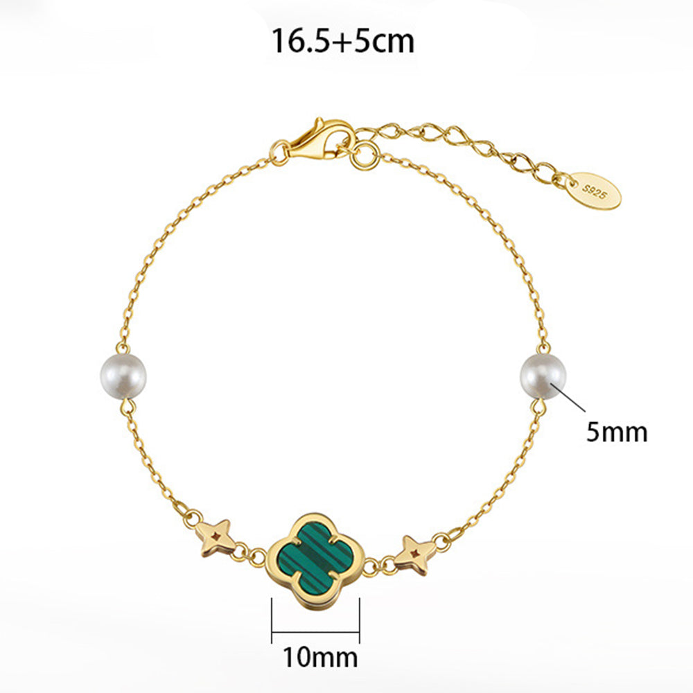 925 Sterling Silver Pearl Bracelet Fashion Jewelry Gift for Women Girls