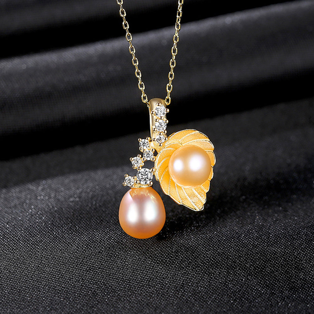 925 Sterling Silver Natural Pearl Drop Necklace Fashion Jewelry Gift for Women Girls