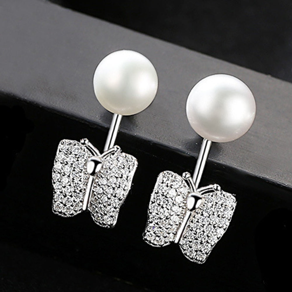 Pendientes colgantes de perla natural de plata de ley 925, joyería de moda, regalo para mujeres y niñas.