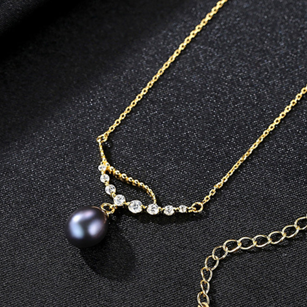 925 Sterling Silver Natural Pearl Drop Necklace Fashion Jewelry Gift for Women Girls