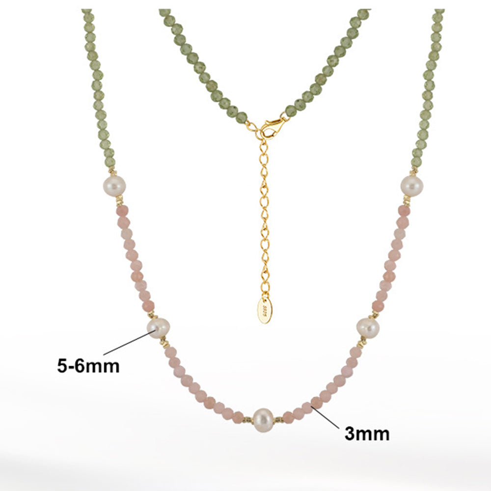 925 Sterling Silver Natural Pearl Necklace Fashion Jewelry Gift for Women Girls