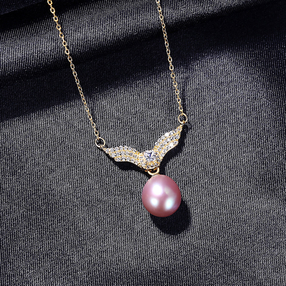 925 Sterling Silver Natural Pearl Drop Necklace Fashion Jewelry Gift for Women Girls