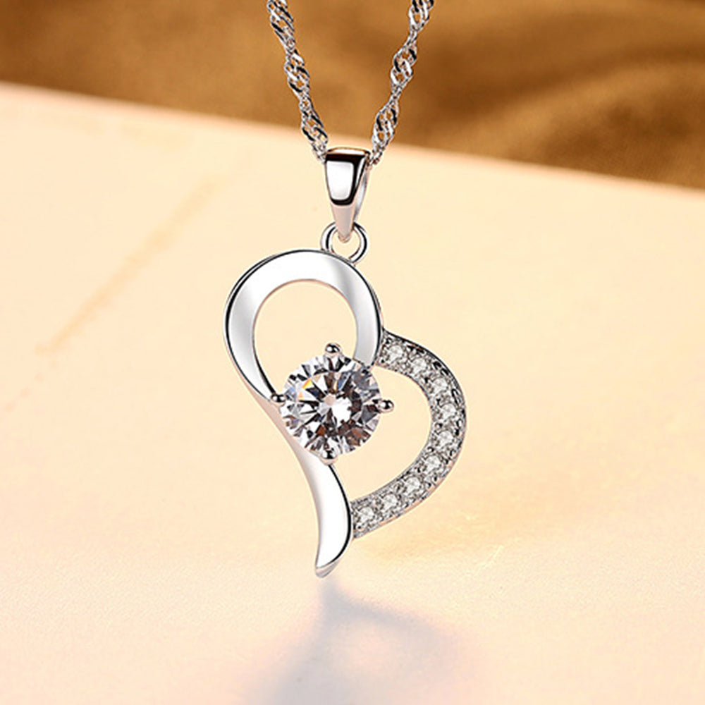 925 Sterling Silver Heart Necklace Fashion Jewelry Gift for Women Girls