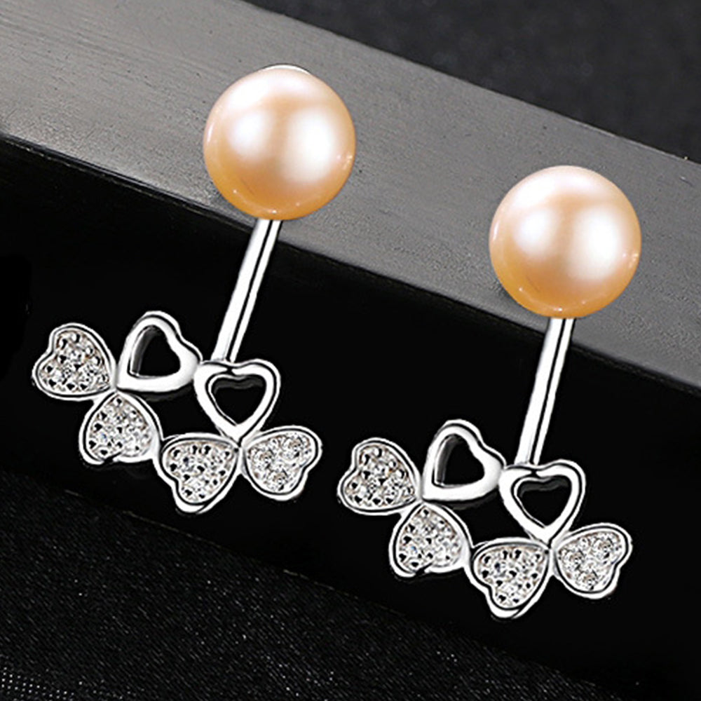 925 Sterling Silver Natural Pearl Drop Earrings Fashion Jewelry Gift for Women Girls