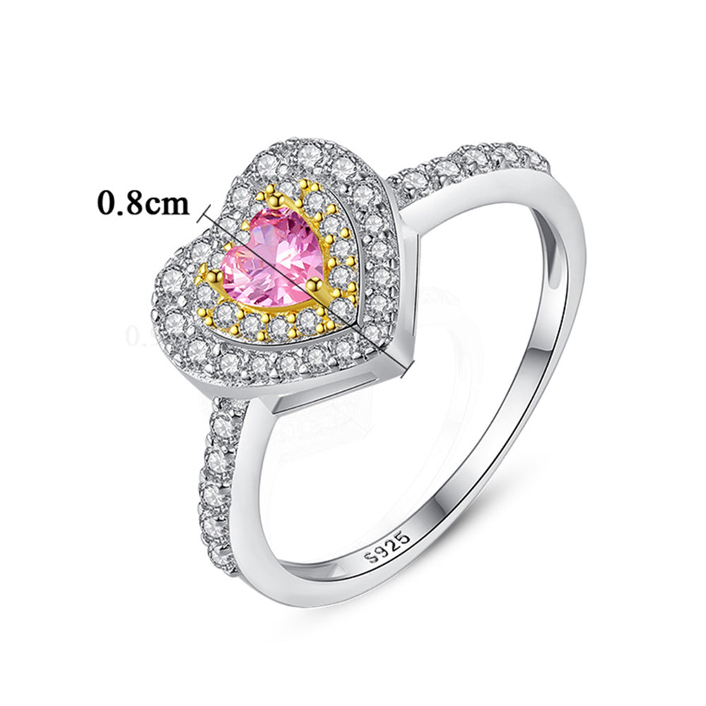 925 Sterling Silver Heart Ring Fashion Jewelry Gift for Women Girls
