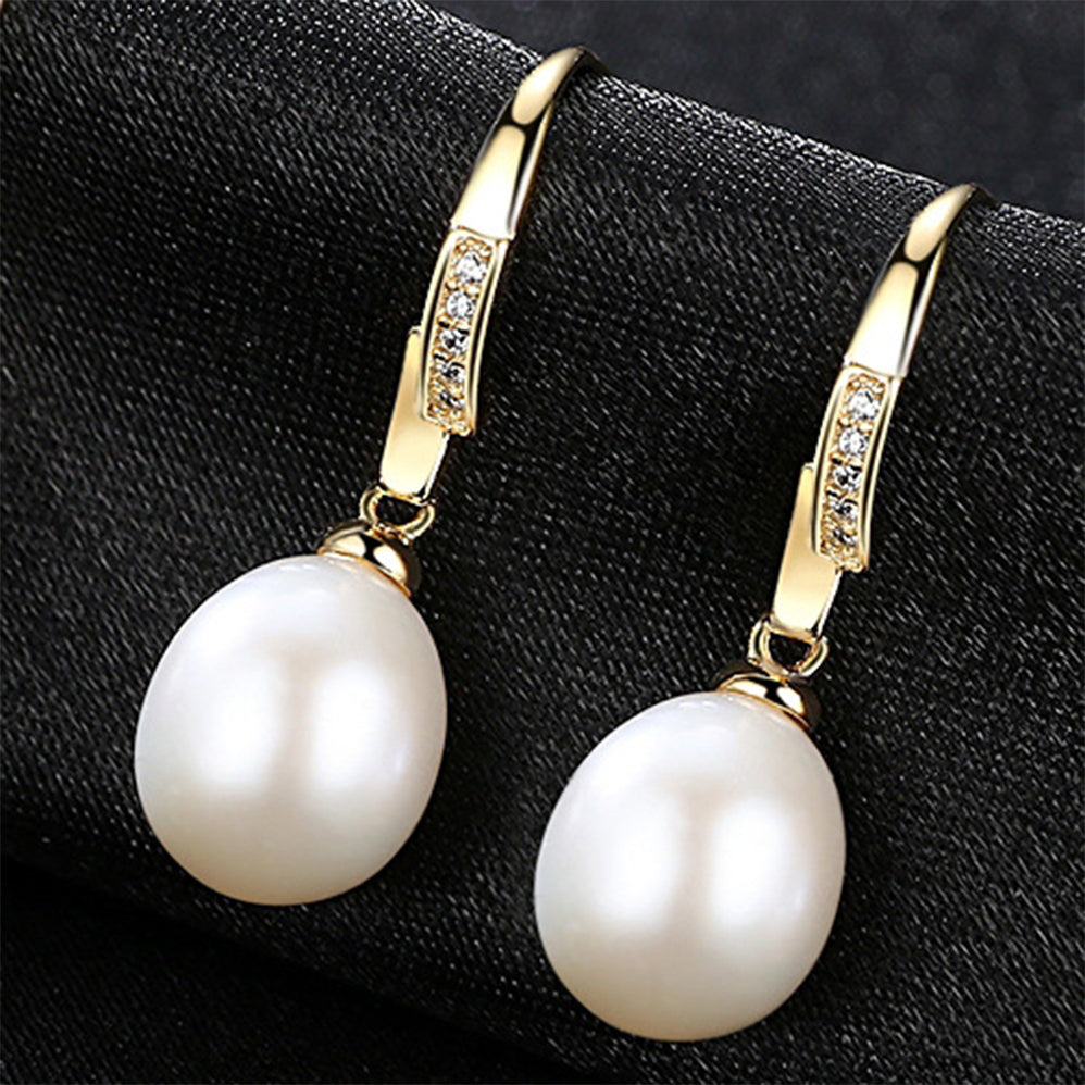 925 Sterling Silver Natural Pearl Drop Earrings Fashion Jewelry Gift for Women Girls