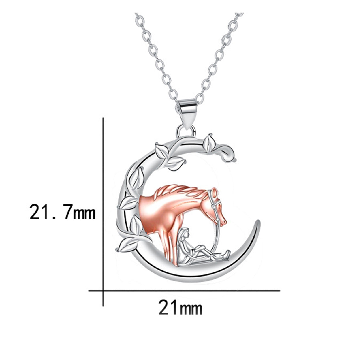 Copper With Silver/Rosegold Plated Moon Pendant Necklace