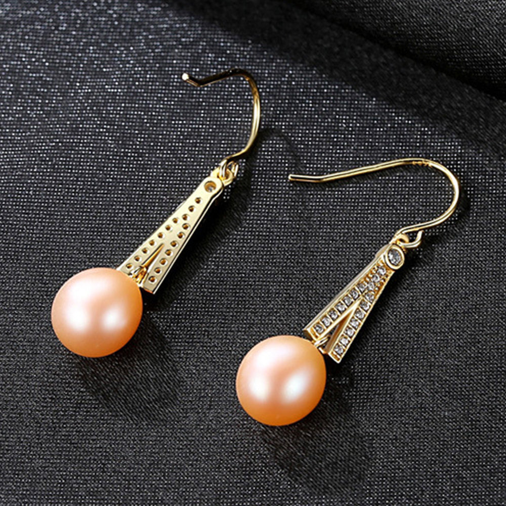 925 Sterling Silver Natural Pearl Drop Earrings Fashion Jewelry Gift for Women Girls