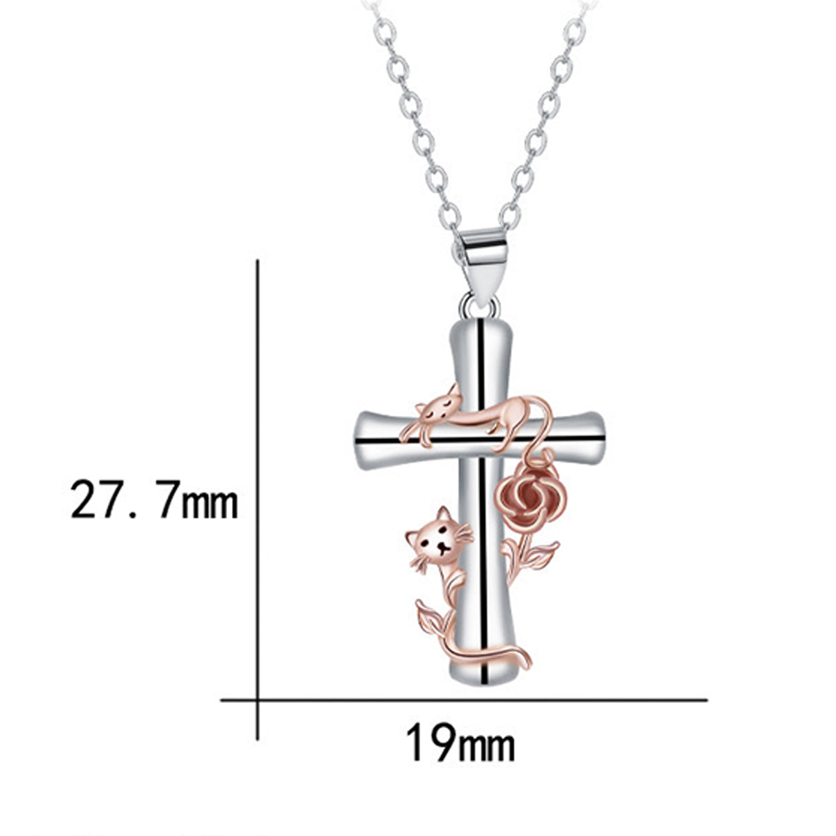 Copper With Silver/Rosegold Plated Cross Pendant Necklace