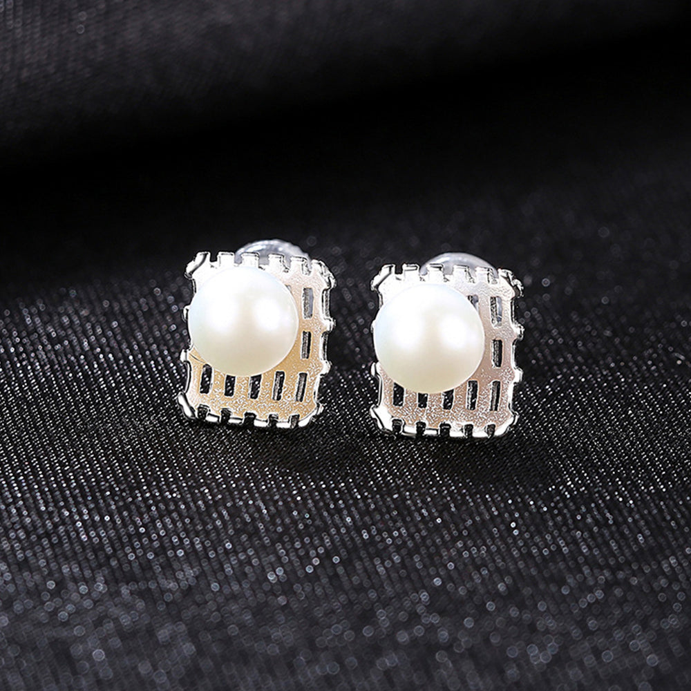 925 Sterling Silver Natural Pearl Drop Earrings Fashion Jewelry Gift for Women Girls