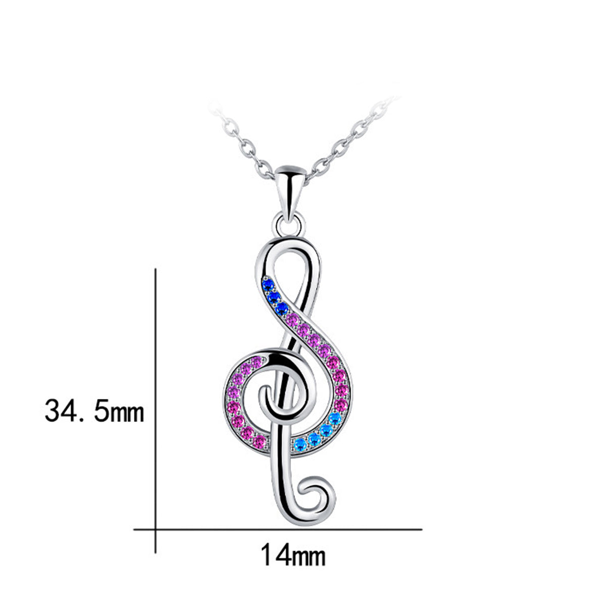 Copper With Silver Plated Musical Symbol Pendant Necklace