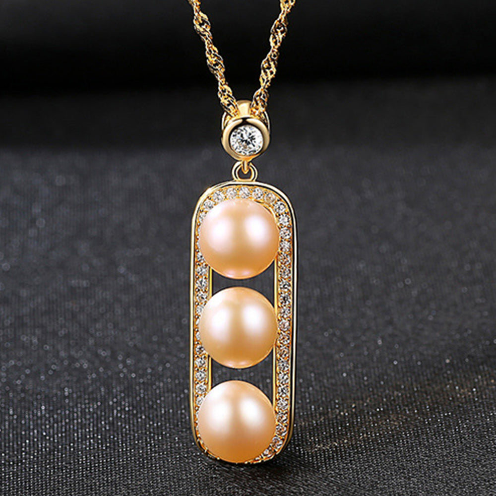 925 Sterling Silver Natural Pearl Drop Necklace Fashion Jewelry Gift for Women Girls
