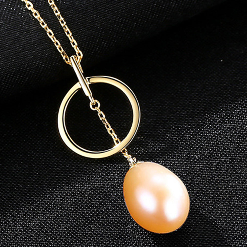 925 Sterling Silver Natural Pearl Drop Necklace Fashion Jewelry Gift for Women Girls