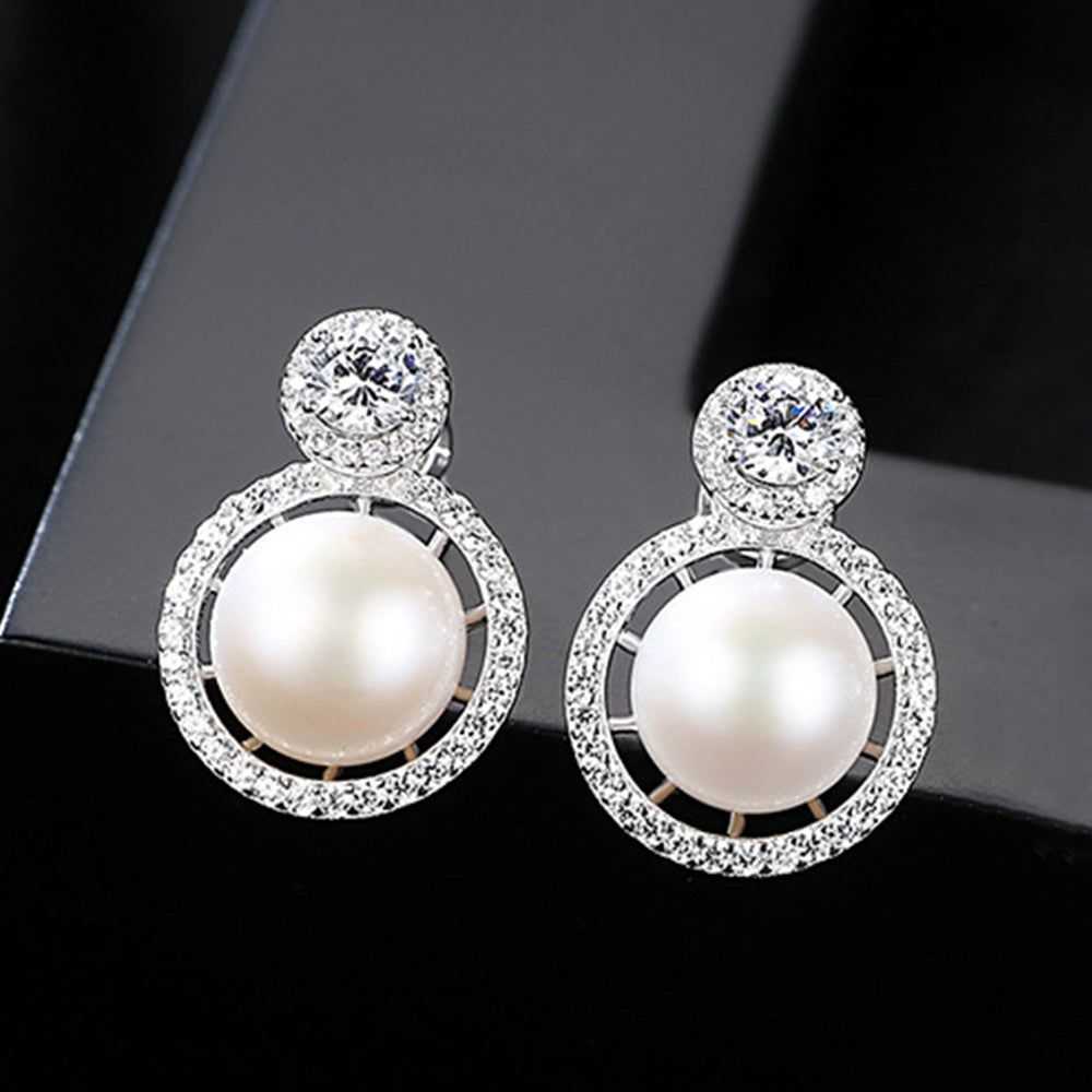 925 Sterling Silver Natural Pearl Drop Earrings Fashion Jewelry Gift for Women Girls