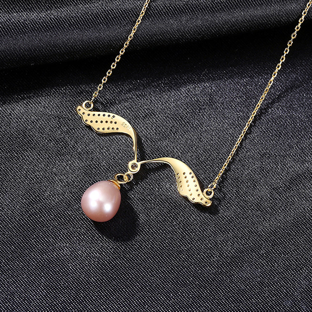 925 Sterling Silver Natural Pearl Drop Necklace Fashion Jewelry Gift for Women Girls