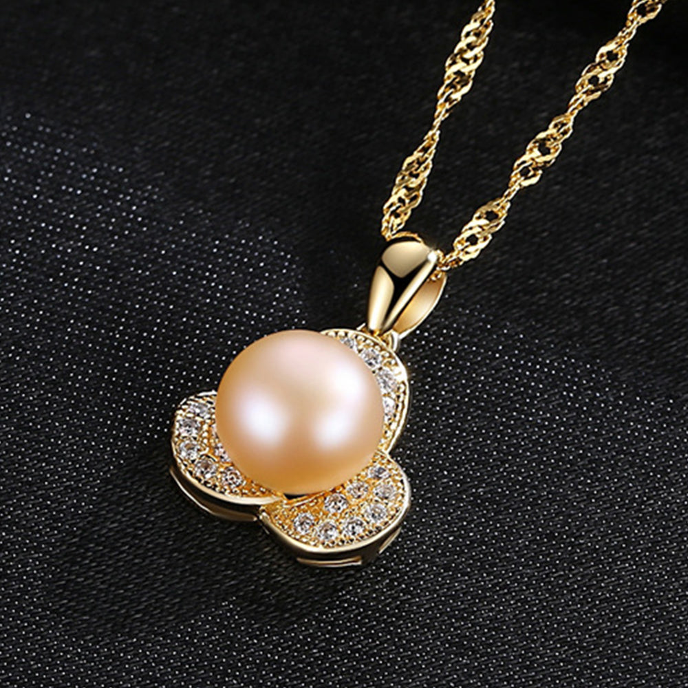 925 Sterling Silver Natural Pearl Drop Necklace Fashion Jewelry Gift for Women Girls