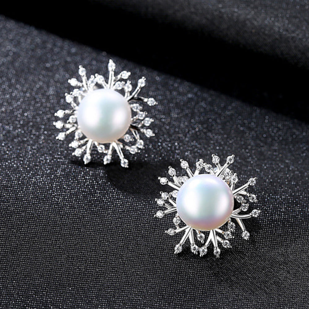925 Sterling Silver Natural Pearl Drop Earrings Fashion Jewelry Gift for Women Girls