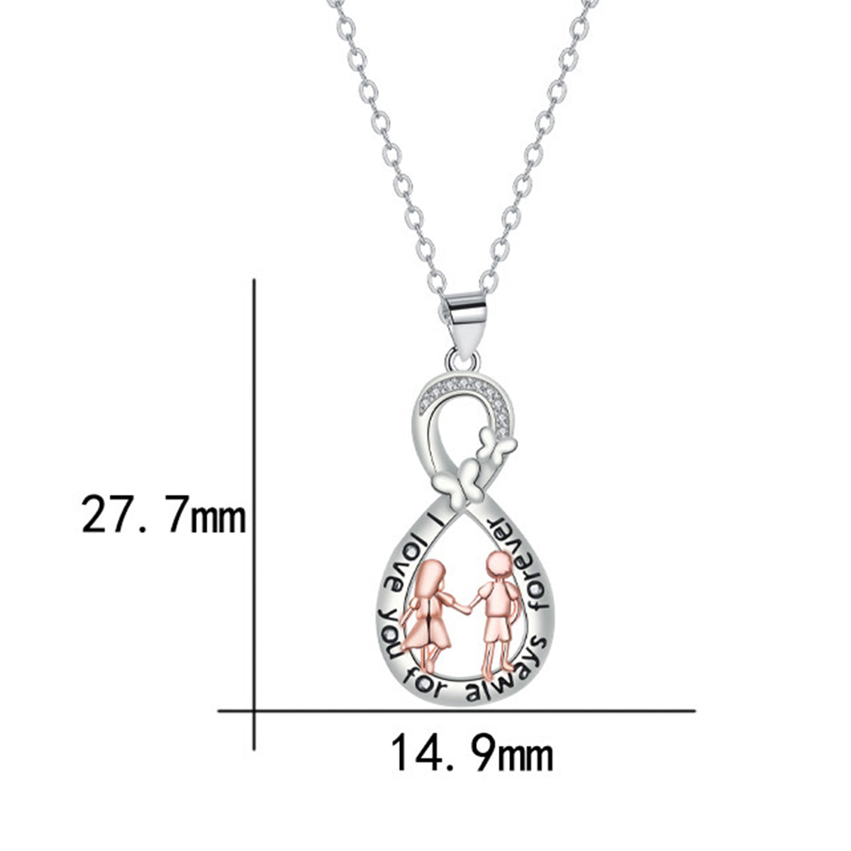 Copper With Silver/Rosegold Plated Infinity Pendant Necklace