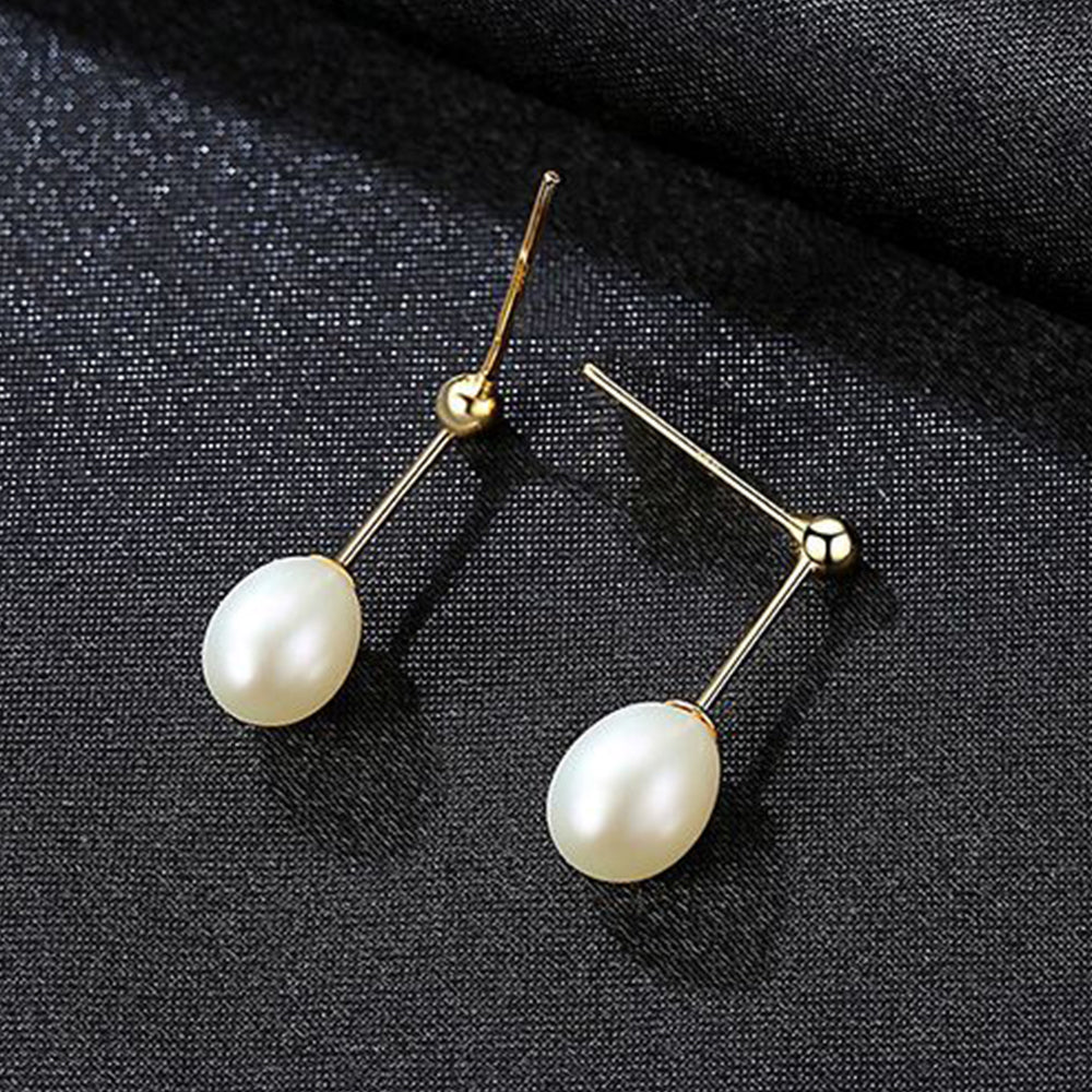 Pendientes colgantes de perla natural de plata de ley 925, joyería de moda, regalo para mujeres y niñas.