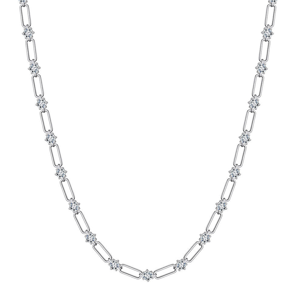 925 Sterling Silver Link Chain With Zircon