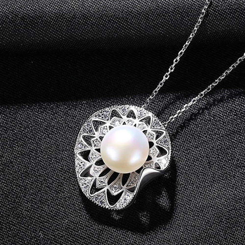 925 Sterling Silver Natural Pearl Drop Necklace Fashion Jewelry Gift for Women Girls