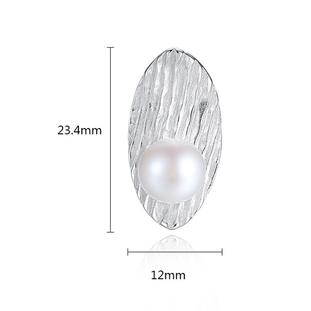 925 Sterling Silver Natural Pearl Big Stud Earrings Fashion Jewelry Gift for Women Girls