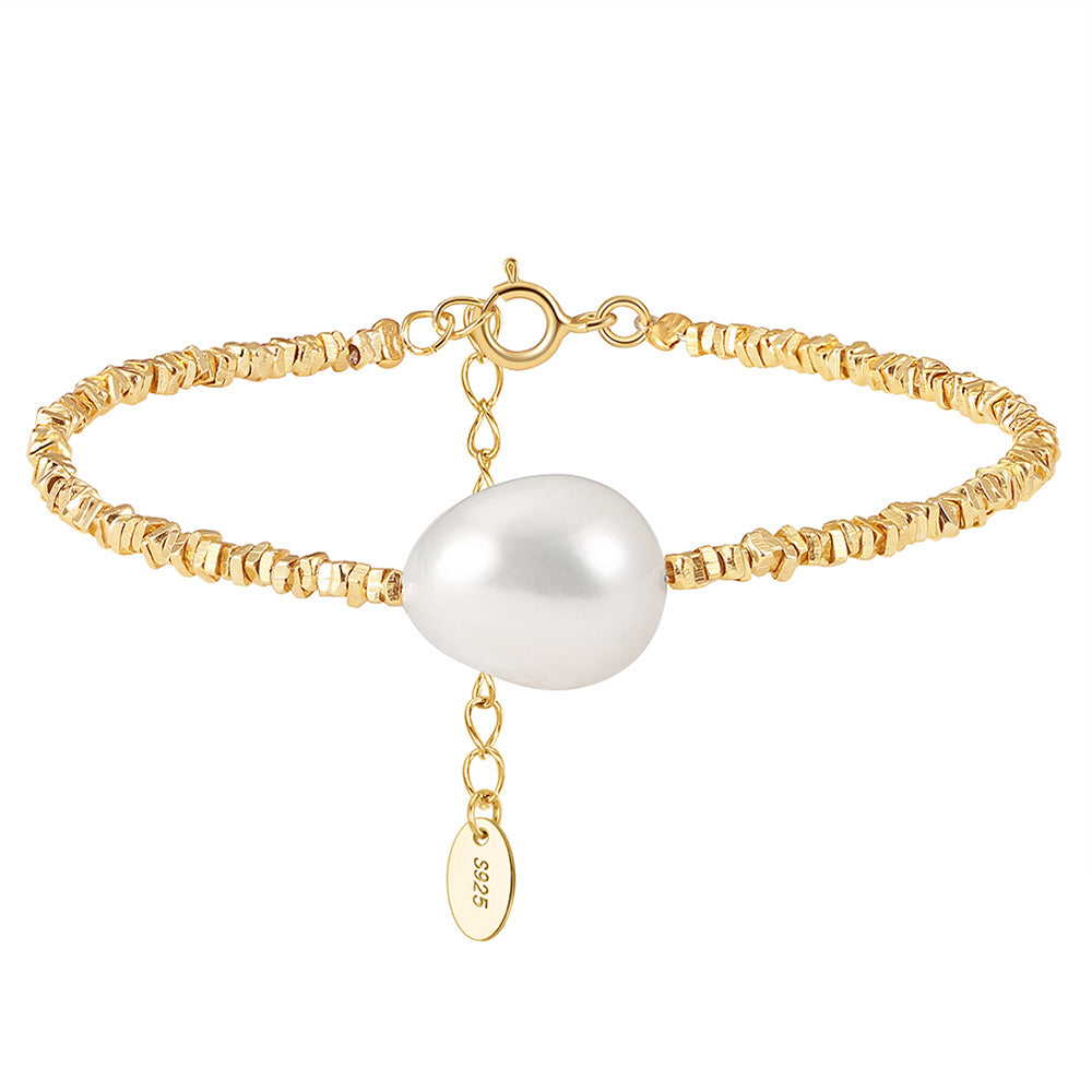 925 Sterling Silver Pearl Bracelet Fashion Jewelry Gift for Women Girls