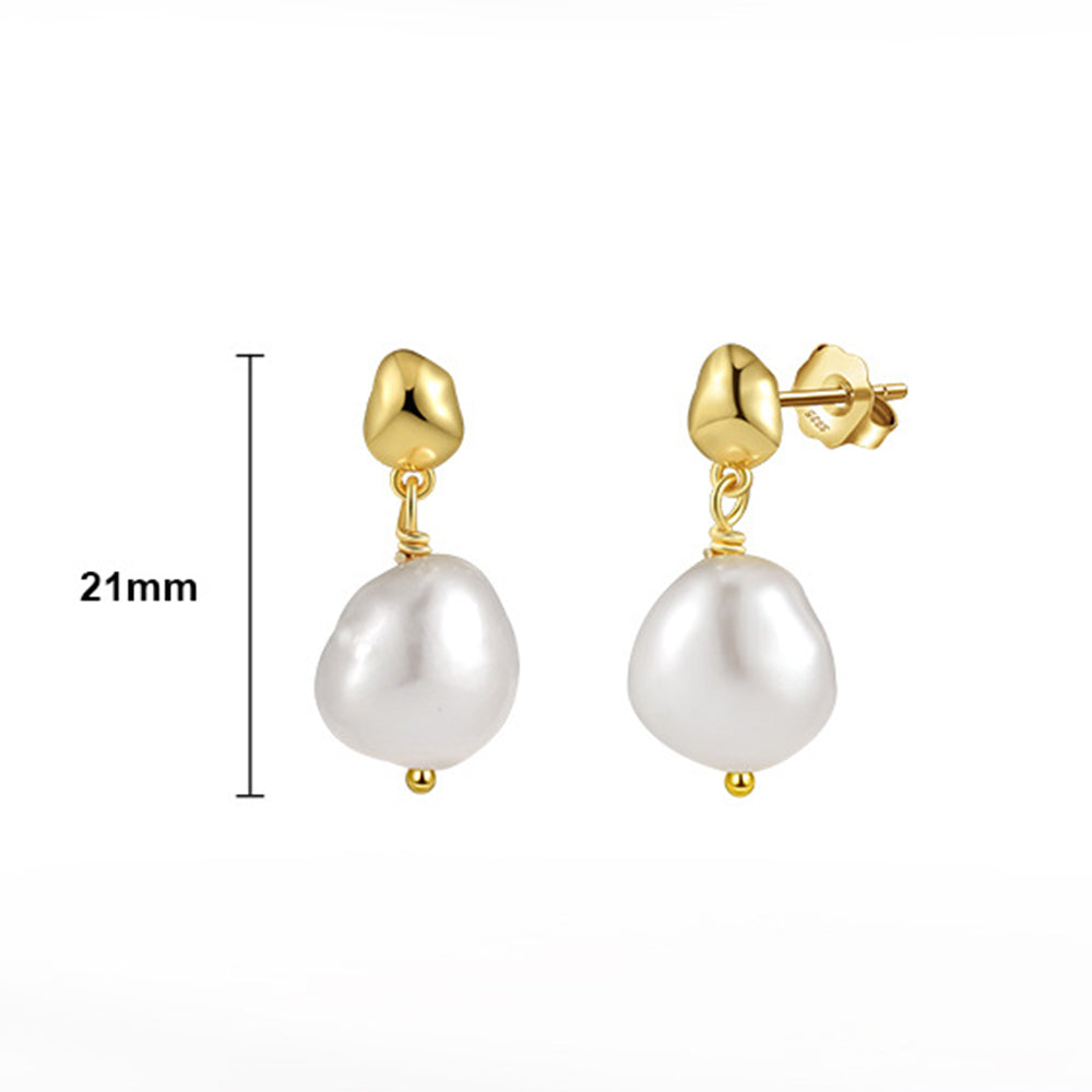 Pendientes de perlas naturales de plata de ley 925, joyería de moda, regalo para mujeres y niñas.