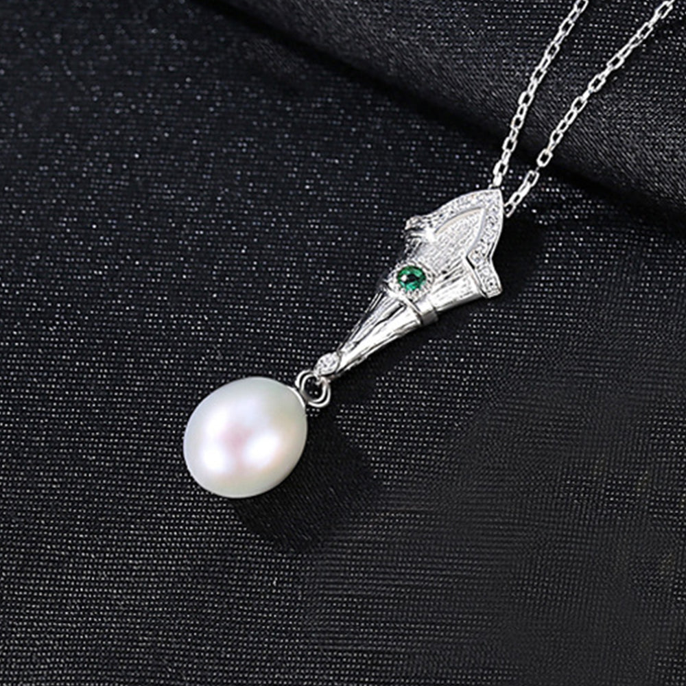925 Sterling Silver Natural Pearl Drop Necklace Fashion Jewelry Gift for Women Girls