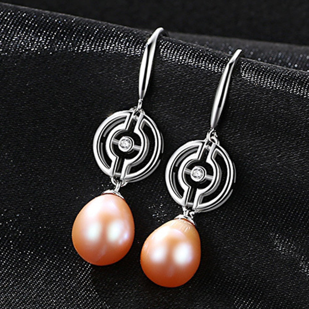 Pendientes de gancho con perla natural de plata de ley 925, joyería de moda, regalo para mujeres y niñas.