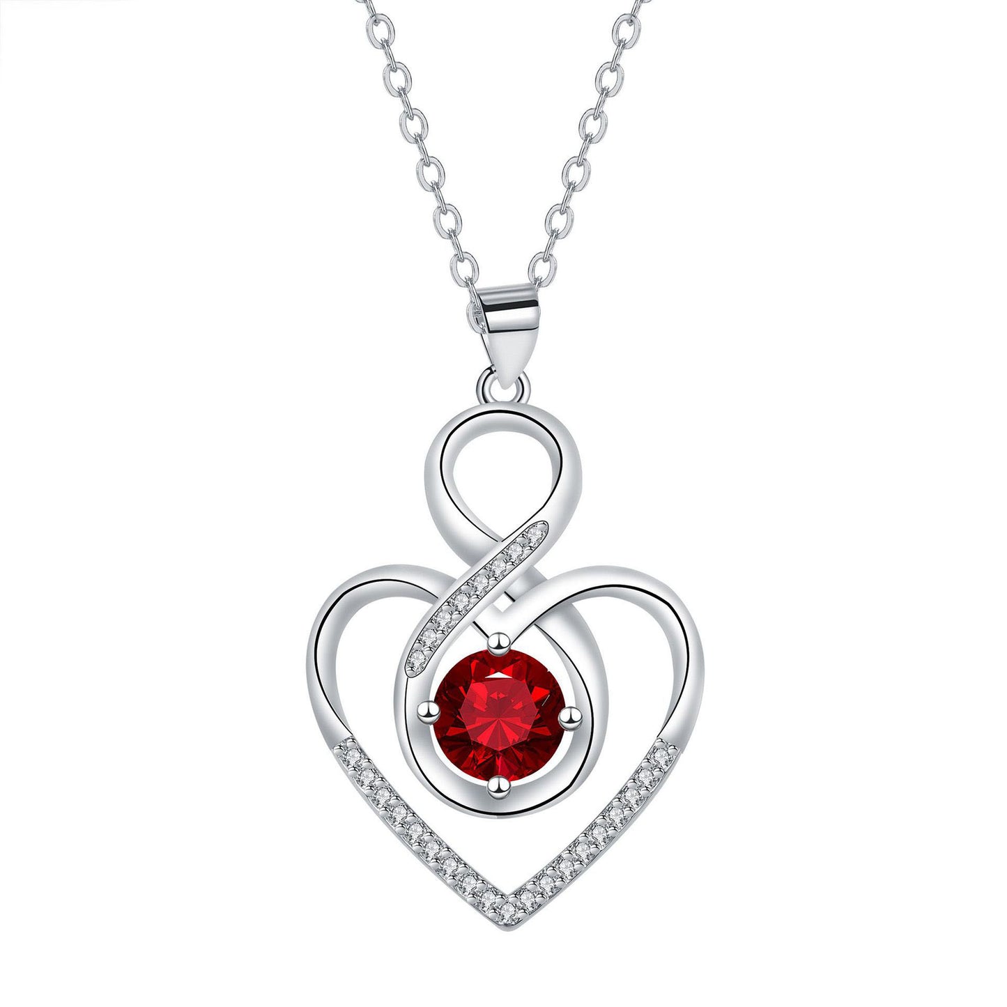 Copper With Silver Plated Heart Infinity Pendant Necklace
