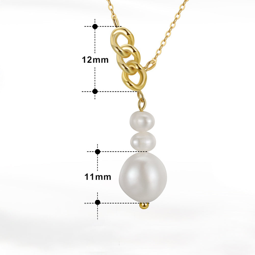 925 Sterling Silver Natural Pearl Necklace Fashion Jewelry Gift for Women Girls