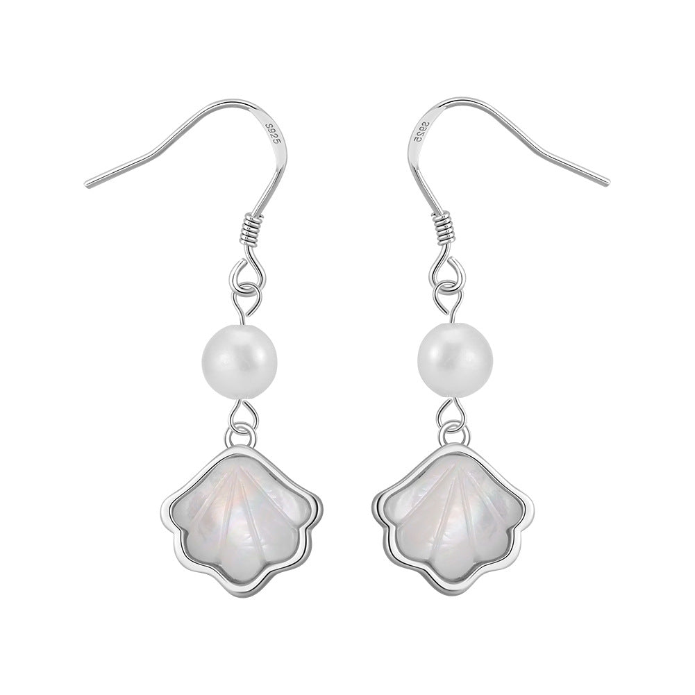 925 Sterling Silver Natural Pearl Earrings Fashion Jewelry Gift for Women Girl