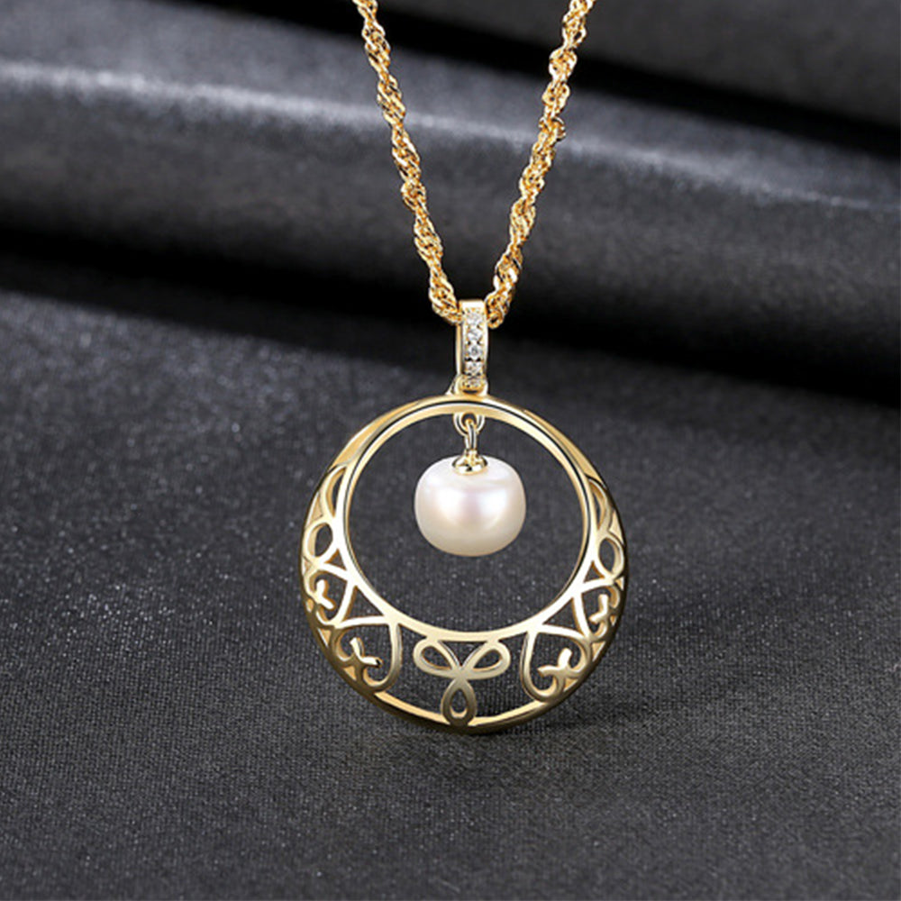 925 Sterling Silver Natural Pearl Drop Necklace Fashion Jewelry Gift for Women Girls