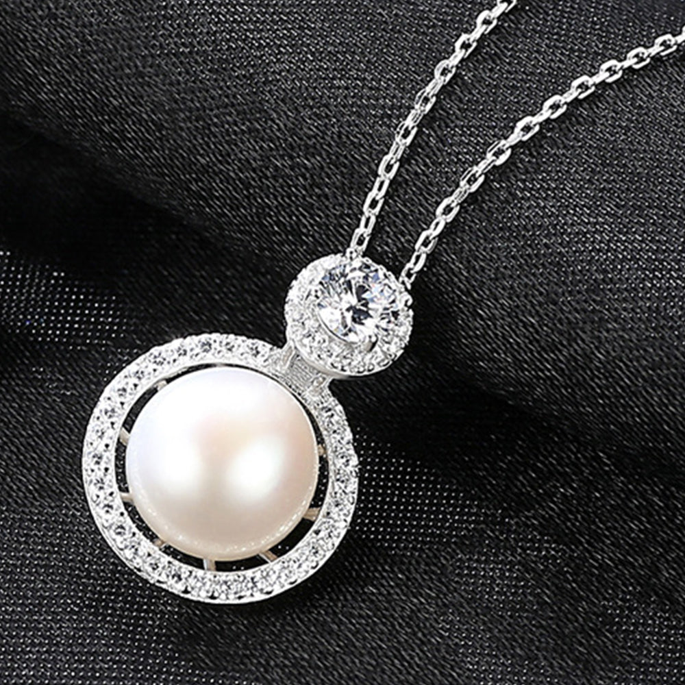 925 Sterling Silver Natural Pearl Drop Necklace Fashion Jewelry Gift for Women Girls