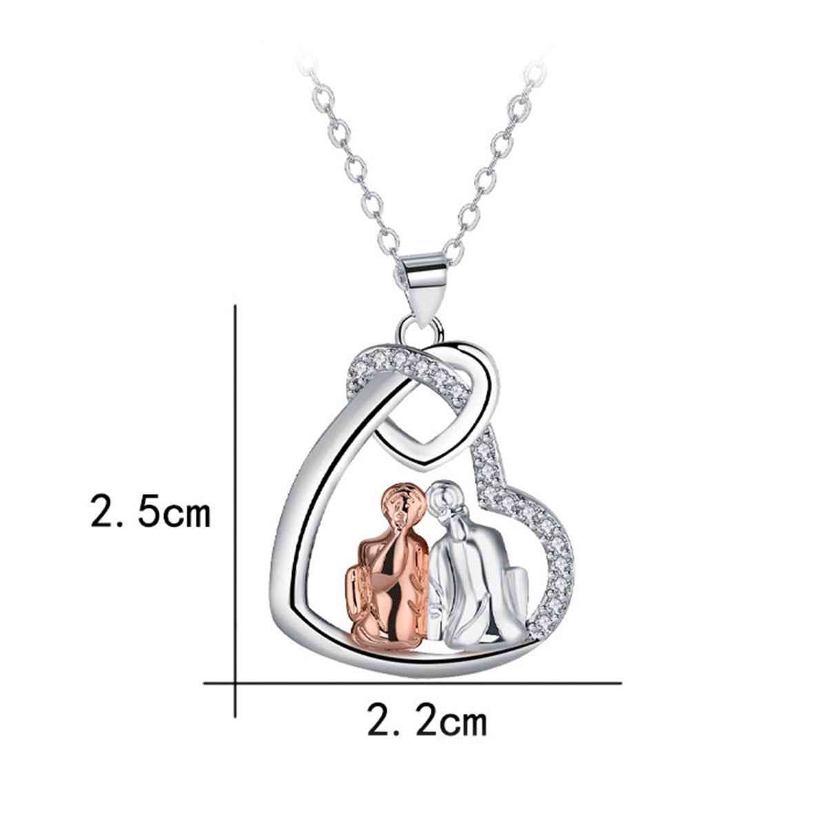 Copper With Silver/Rosegold Plated Heart Pendant Necklace for Women