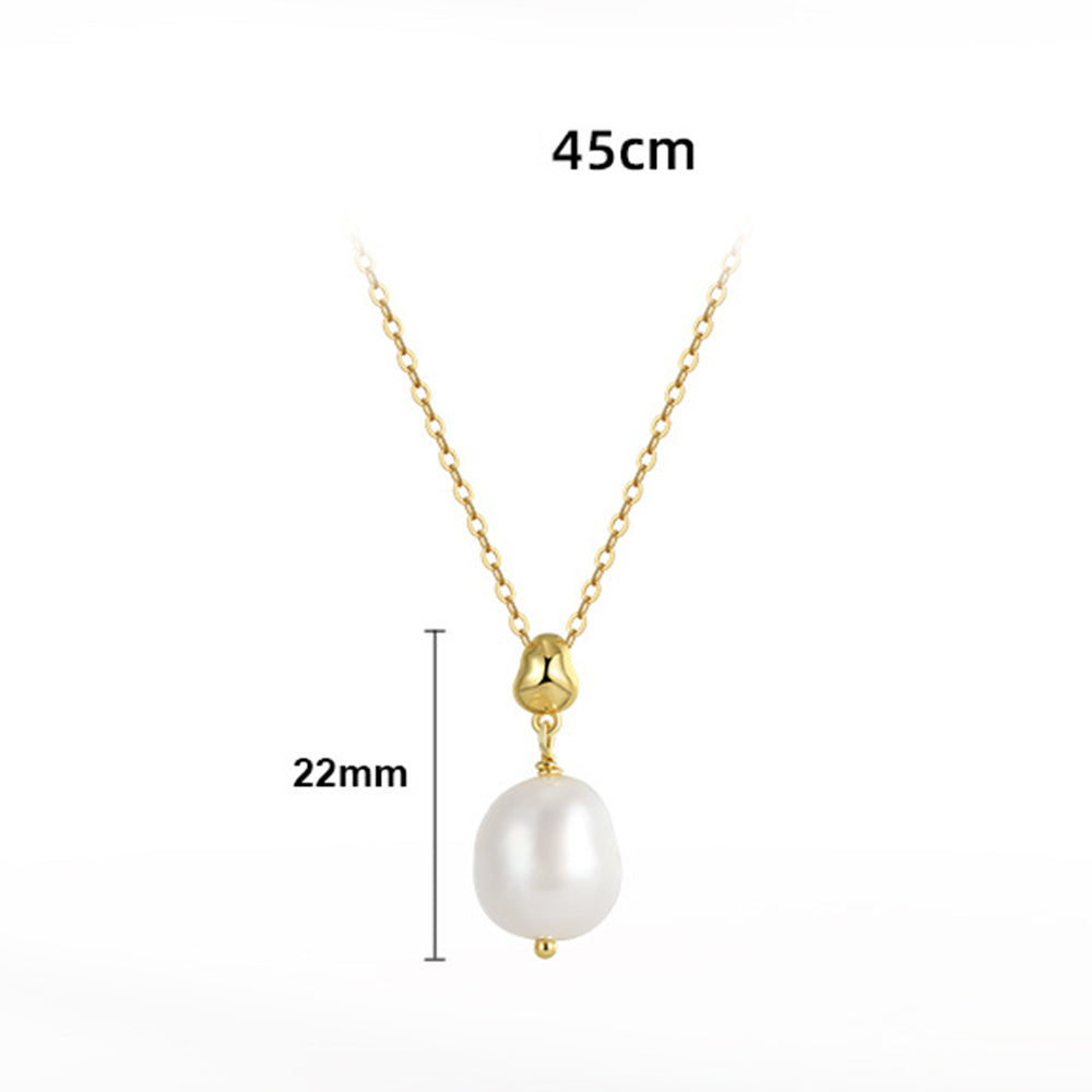 925 Sterling Silver Natural Pearl Necklace Fashion Jewelry Gift for Women Girls