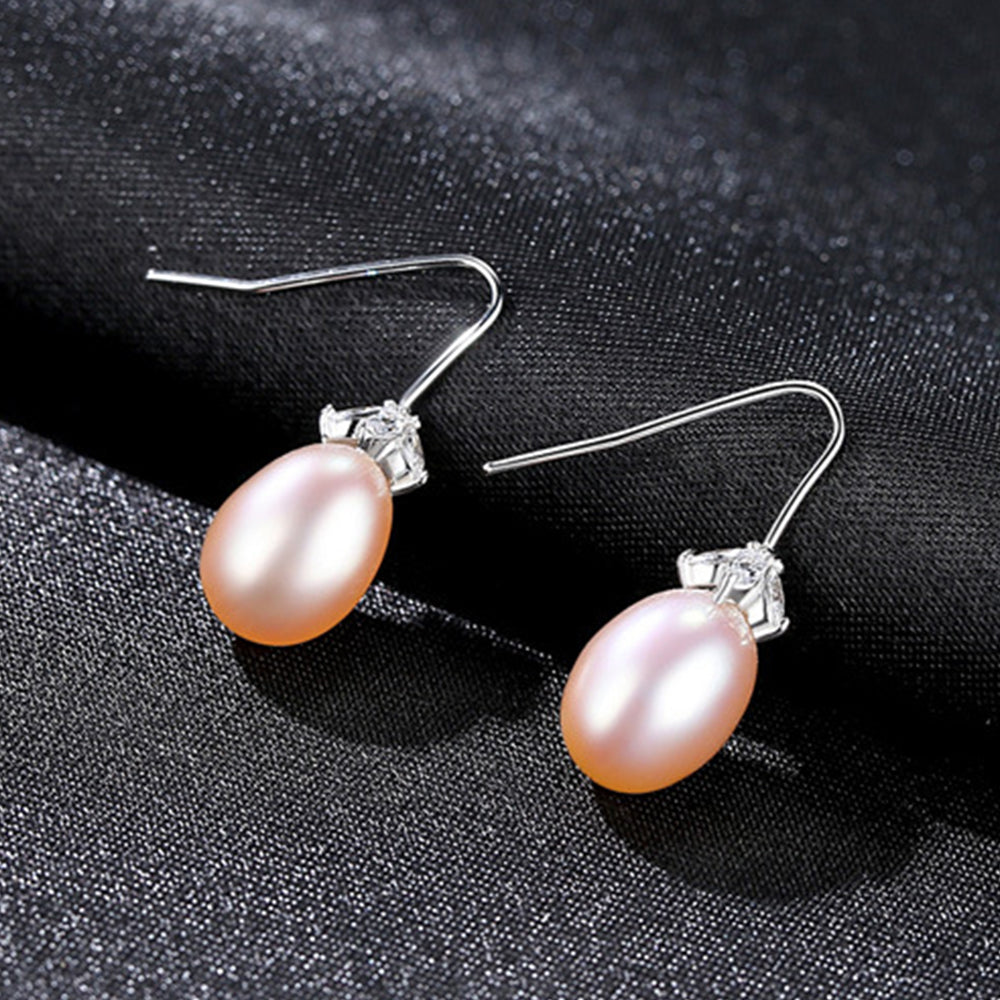 925 Sterling Silver Natural Pearl Drop Earrings Fashion Jewelry Gift for Women Girls