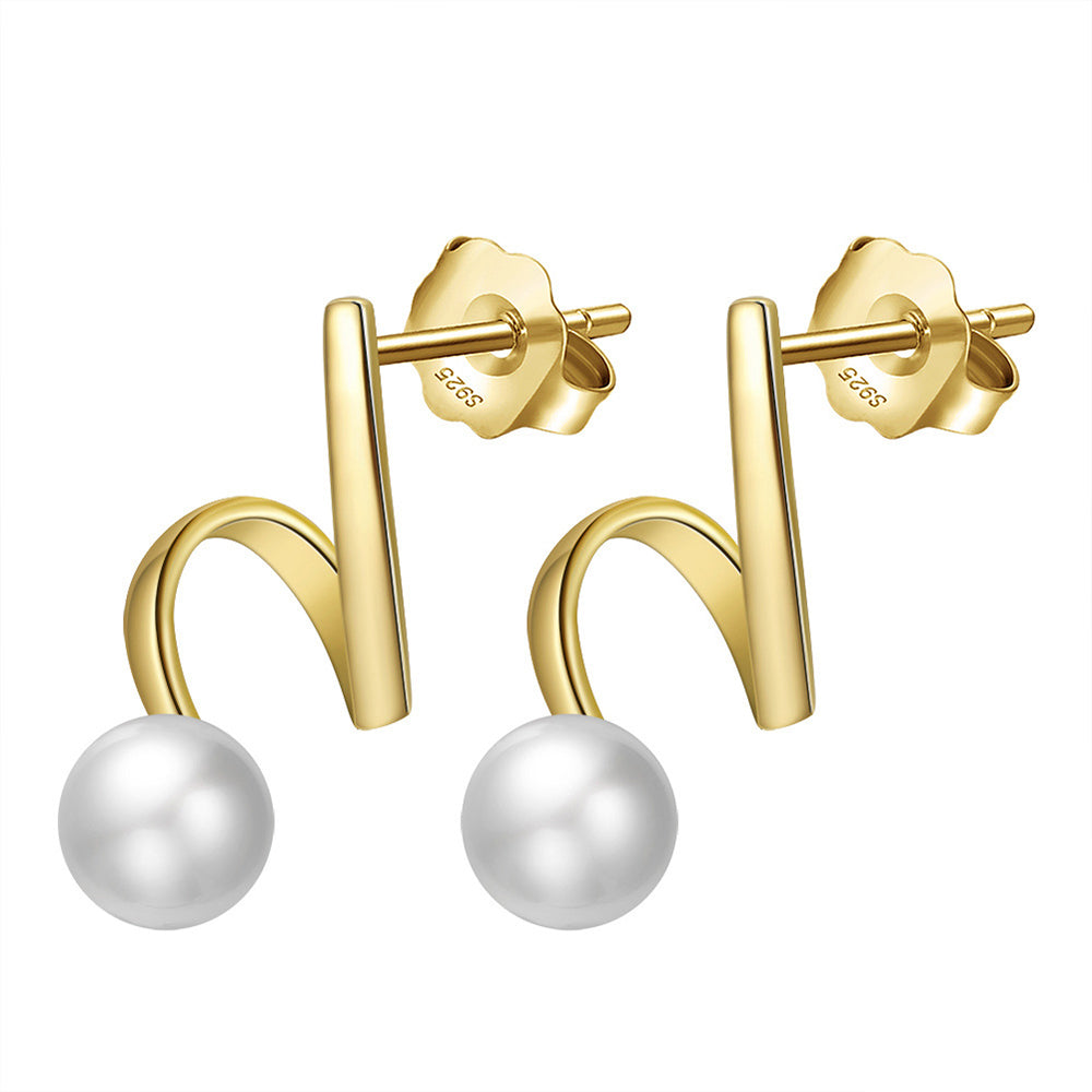 925 Sterling Silver Natural Pearl Earrings Fashion Jewelry Gift for Women Girl