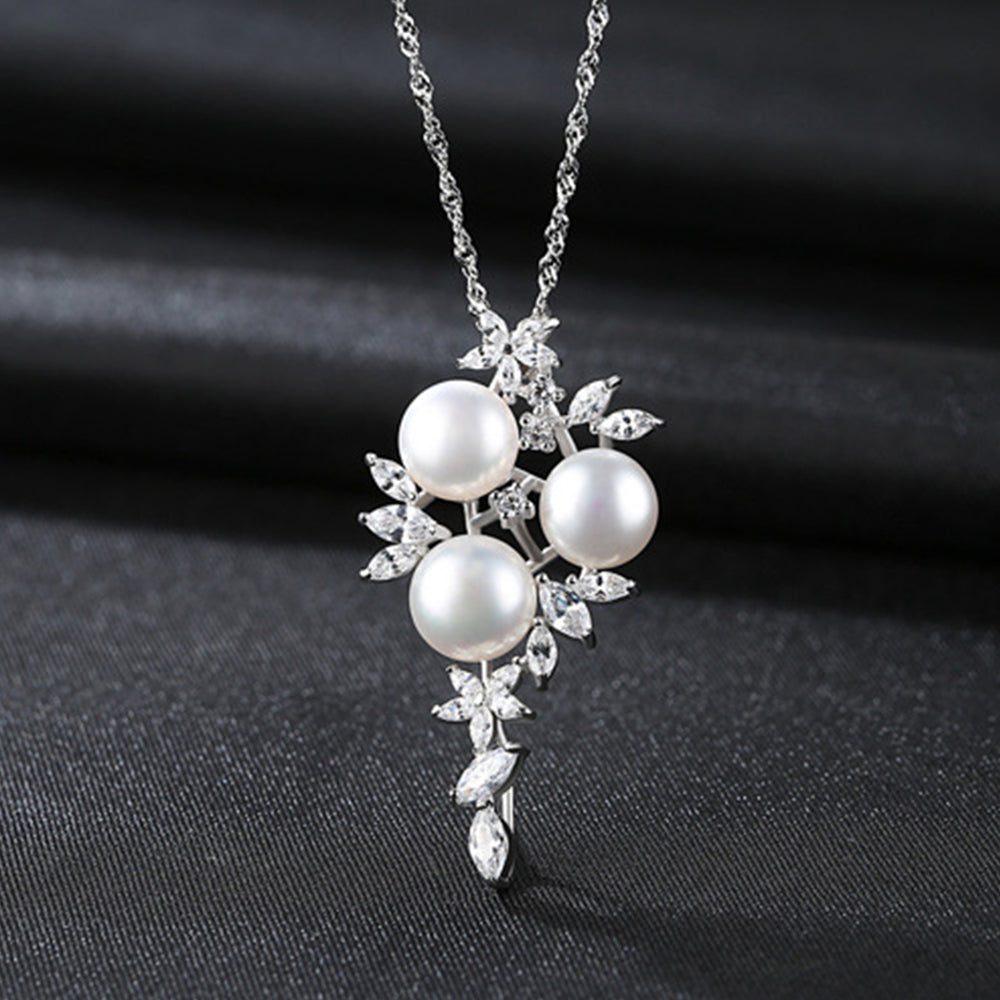 925 Sterling Silver Natural Pearl Drop Necklace Fashion Jewelry Gift for Women Girls