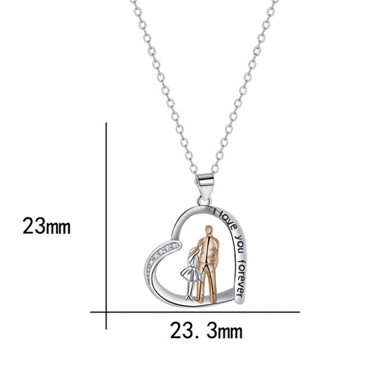 Copper With Silver/Rosegold Plated Heart Pendant Necklace