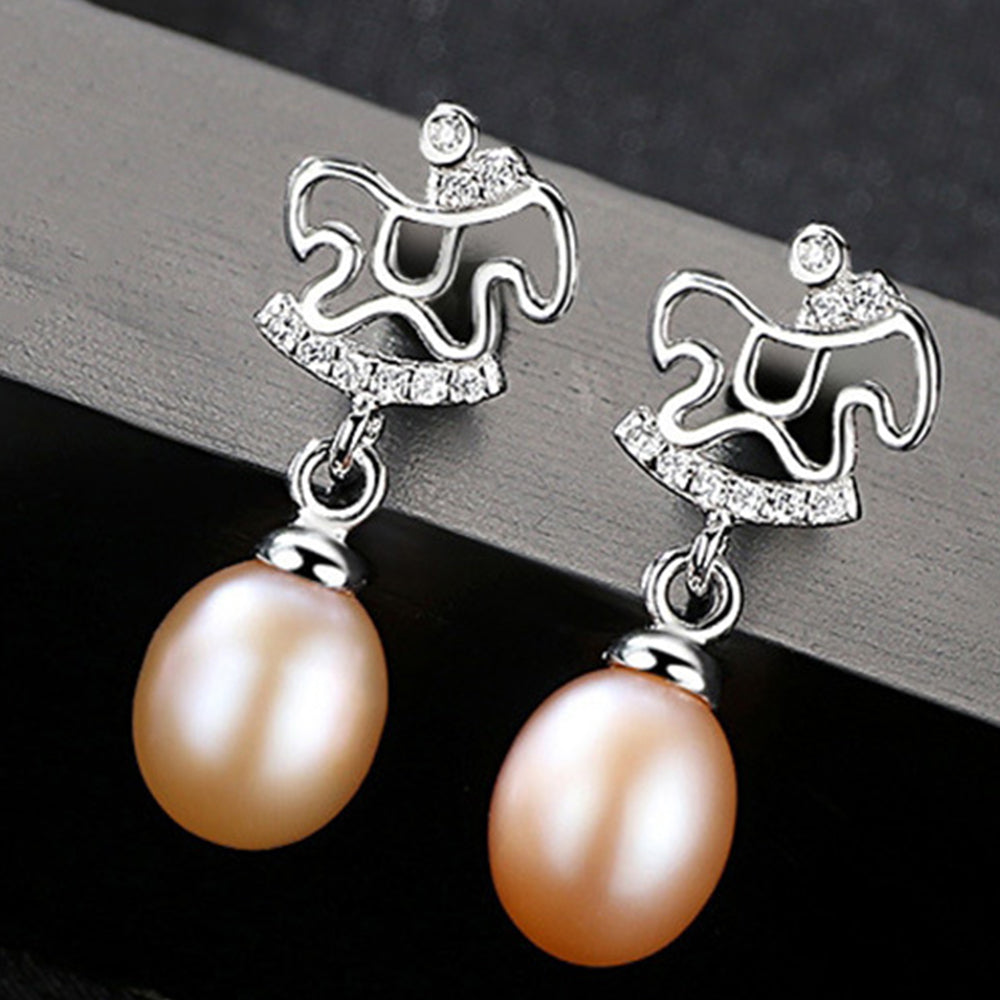 925 Sterling Silver Natural Pearl Drop Earrings Fashion Jewelry Gift for Women Girls