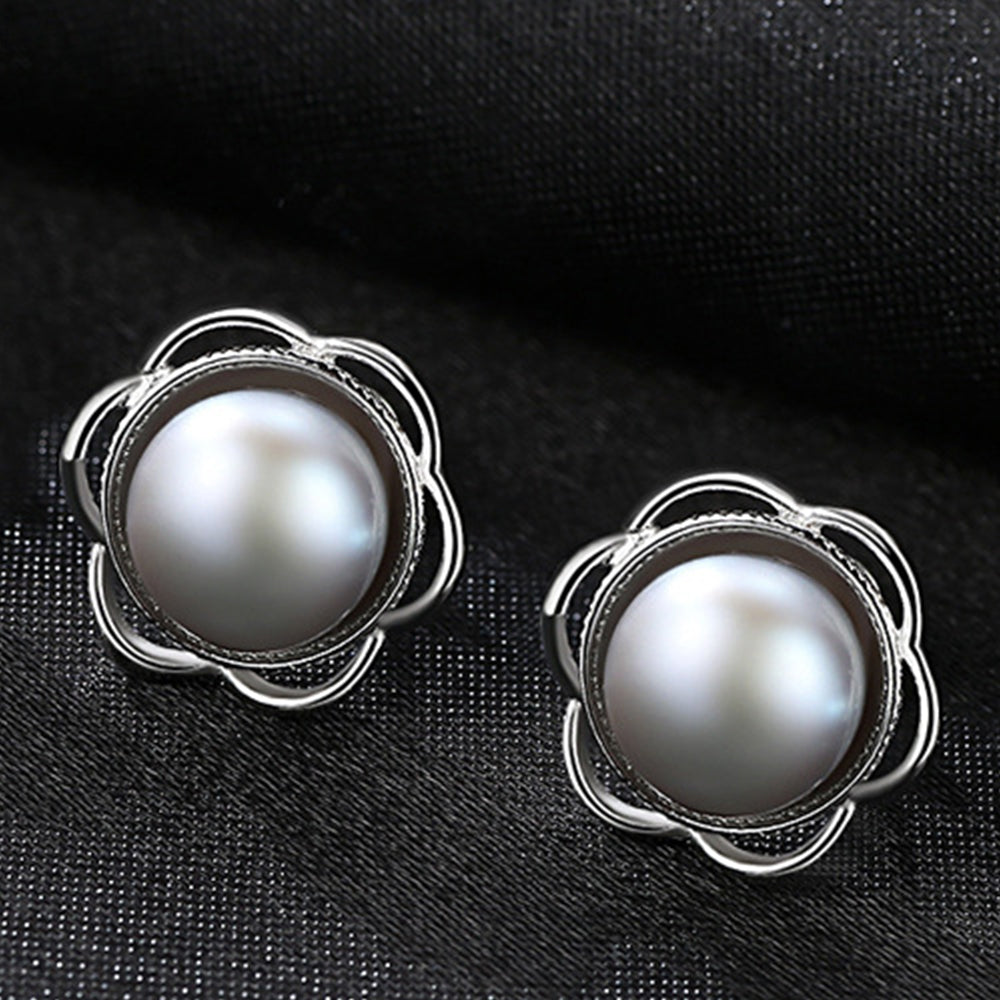925 Sterling Silver Natural Pearl Drop Earrings Fashion Jewelry Gift for Women Girls