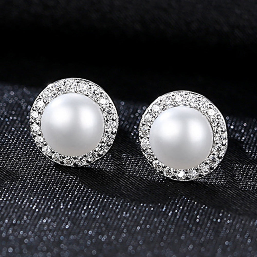 925 Sterling Silver Natural Pearl Drop Earrings Fashion Jewelry Gift for Women Girls